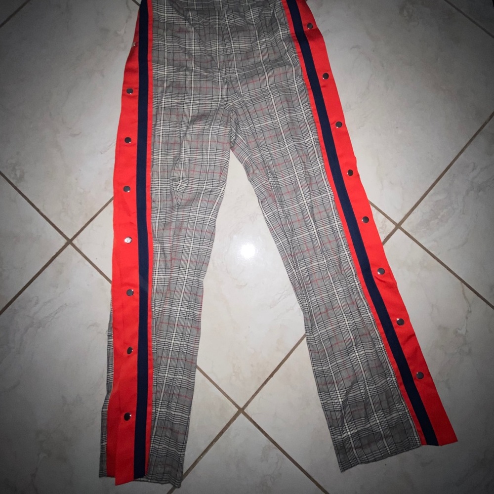 PLAID BUTTON DOWN FLOW PANTS